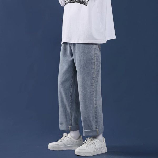 

men's jeans trendy autumn men 's loose straight korean style all-matching draping wide leg pants handsome student trousers, Blue