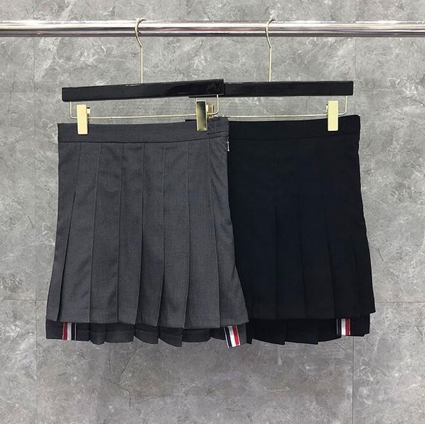 

skirts fashion tb brand women high waist slim skirts above knee mini cotton casual summer short pleated skirt, Black