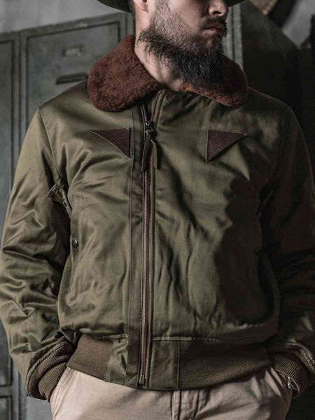 

downs Bronson 1944 USAAF Type B-15A Flight Jacket Intermediate Flying Men Bomber Coat, Black