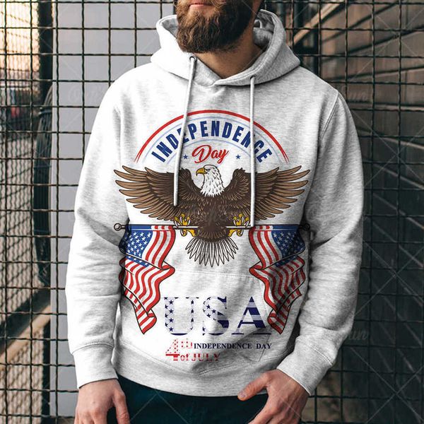

summer fashion new street popular american flag eagle digital printed men's sweater trend pullover hoodie9yq8, Black