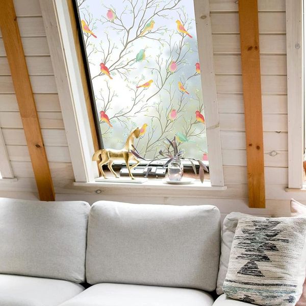 

window stickers privacy films opaque birds branch decal self adhesive home office frosted static cling stained glass film