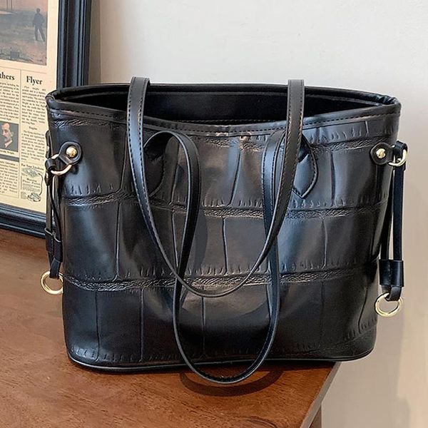 

evening bags small stone pattern solid color pu leather bucket crossbody bag 2021 brand trends women designer shoulder purses and handbag