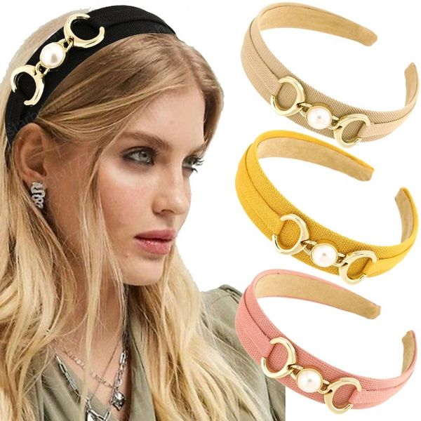

women knitting bezel hair hoop headbands fashion headwear for girls wide pearl chain hairband hair accessories, Slivery;white