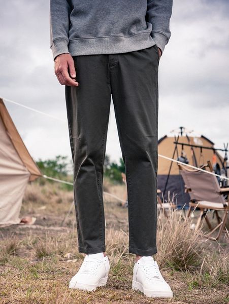 

men solid straight leg pants x0af#, Black