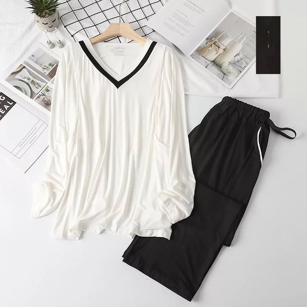 

women's sleepwear ladies casual loose night suit spring autumn modal cotton pregnant women pajamas set sleep clothes home wear pij, Black;red