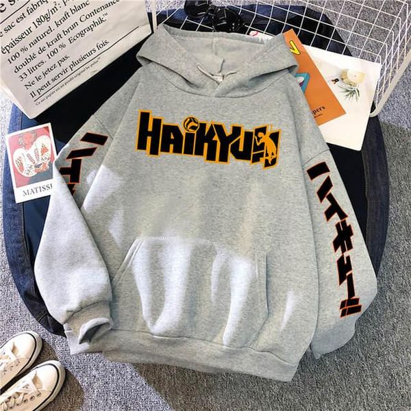 

men's hoodies & sweatshirts haikyuu japan anime casual long sleeves men/women sweatshirt pullover warm fleece hip hop streetwear hoody, Black