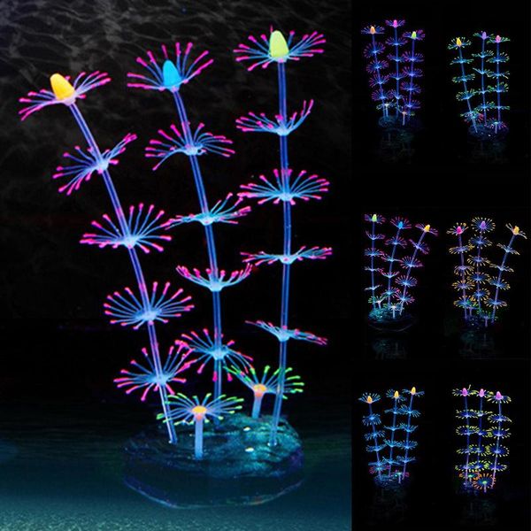 

fish tank decorations luminous silicone corals simulation plants landscape water plant aquarium accessories