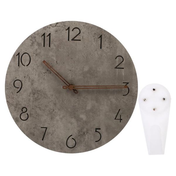 

wall clocks 1pc wooden clock quartz home decor without battery (grey)