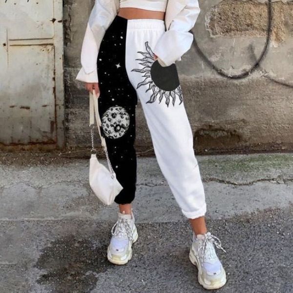

sweatpants women graffiti patchwork streetwear woman long pants autumn winter casual high waist loose joggers pant trousers 210319, Black;white