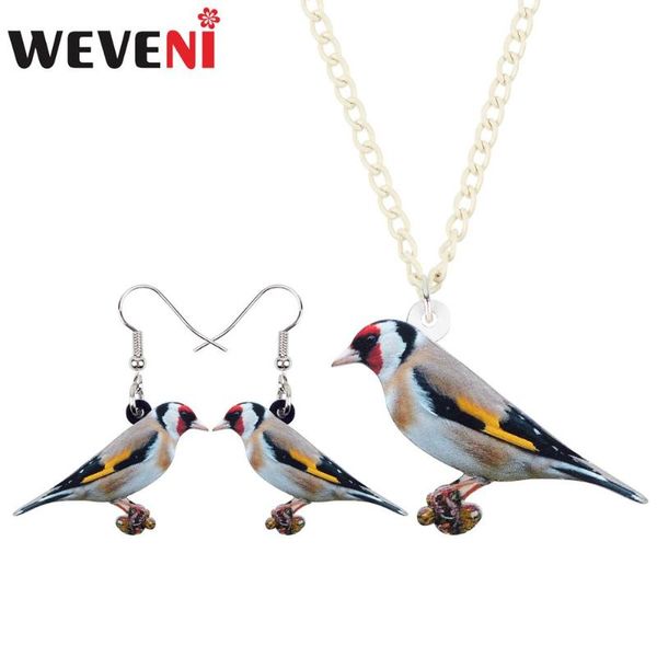 

earrings & necklace weveni acrylic jewelry sets cute wild goldfinch drop novelty for women girls gift summer, Silver