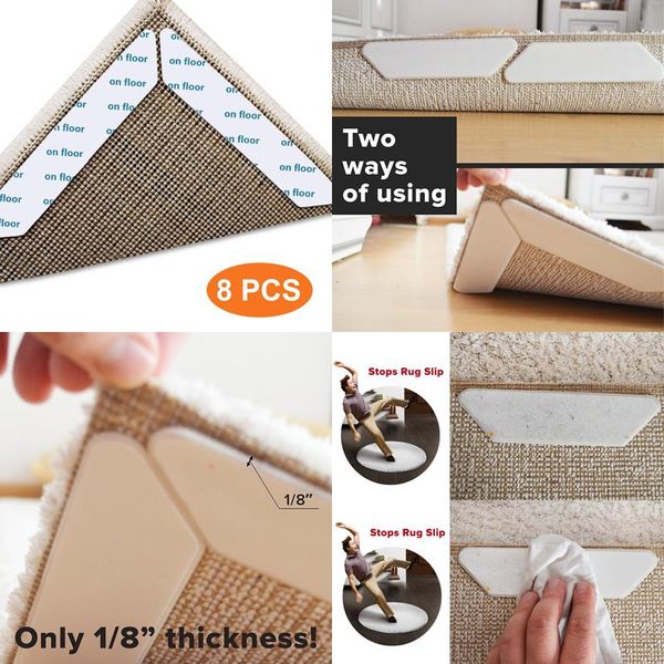 

carpets 8pcs/set carpet anti-slip patch soft rug grippers black anti curling gripper slip d40
