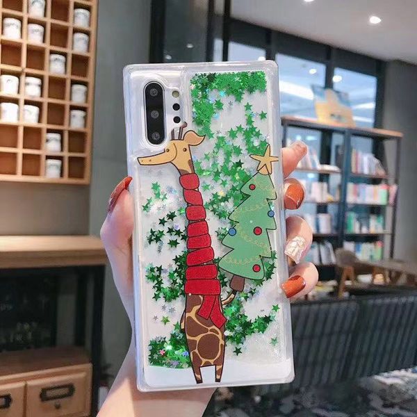 

luxury shiny mobile phone protective case for samsung s8 note10 plus christmas quicksand glitter mobile phone case ggb2343