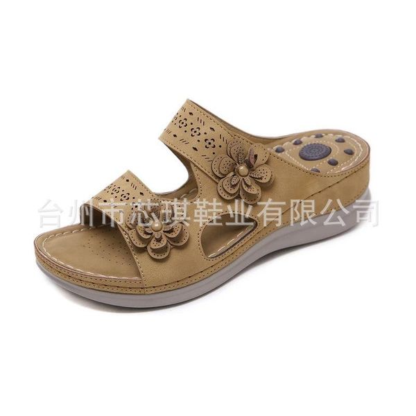 

shoes woman summer comfortable women wedges sandals platform casual non-slip roman women's beach soft female loafers slippers, Black