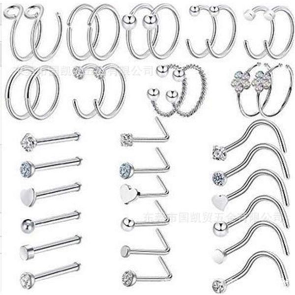 

titanium steel set puncture u-shaped combination set stainless steel jewelry