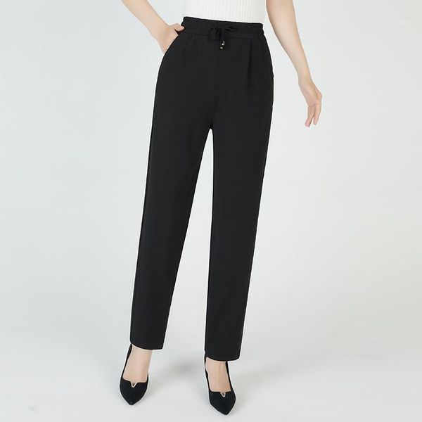 

women's pants & capris 2021 high waist black casual comfortable summer woman harem ankle-length trousers female, Black;white