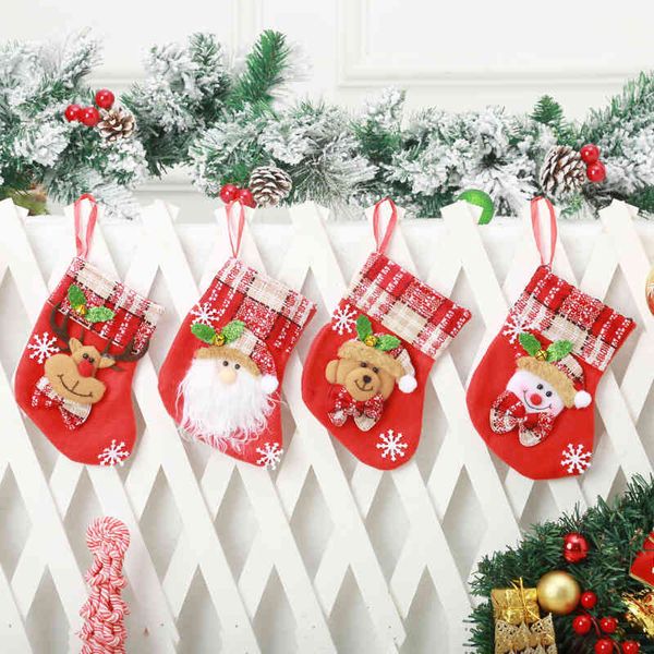 

christmas socks bell gift bag pendant children's candy bag cartoon small accessories