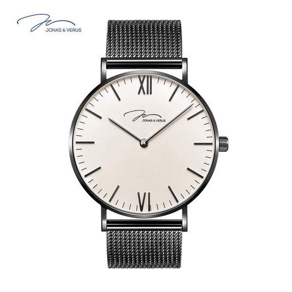 

wristwatches stainless steel men's quartz watch milan woven belt simple fashion ultra thin, Slivery;brown