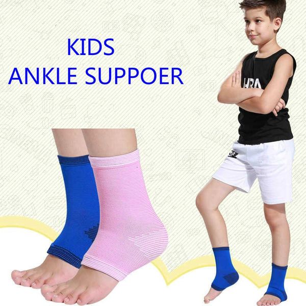 

chidren kids ankle support breathable brace protector basketball football running compression sleeves foot, Blue;black
