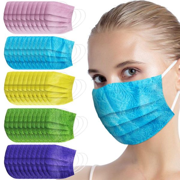 

other event & party supplies 50pc disposable masks soild cloth masque breathable embossed face mask mondkapjes mascarillas hallow