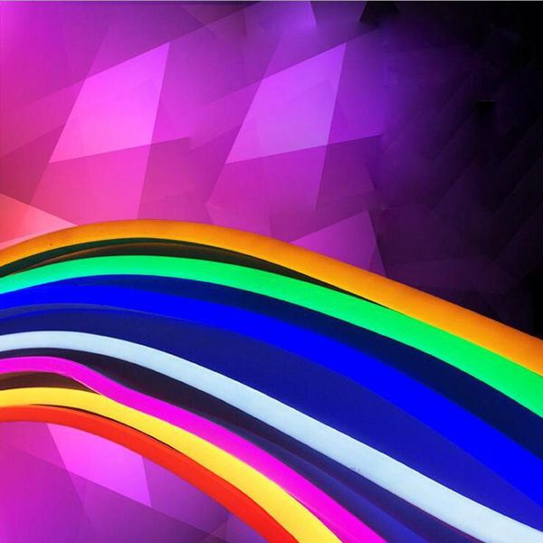 

strips fanlive 30m/lot outdoor led neon stripe strip rgb car 12v 120led/m 2835 flexible light rope lights waterproof ac 220v