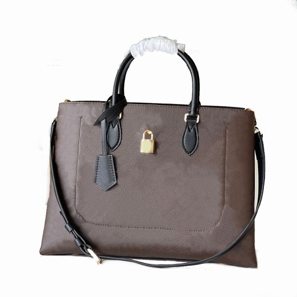 

5a tote bags business female flower handbags elegant fashion canvas high-capacity lock key cover shoulderbags with box b149-1 (43550 43551 -