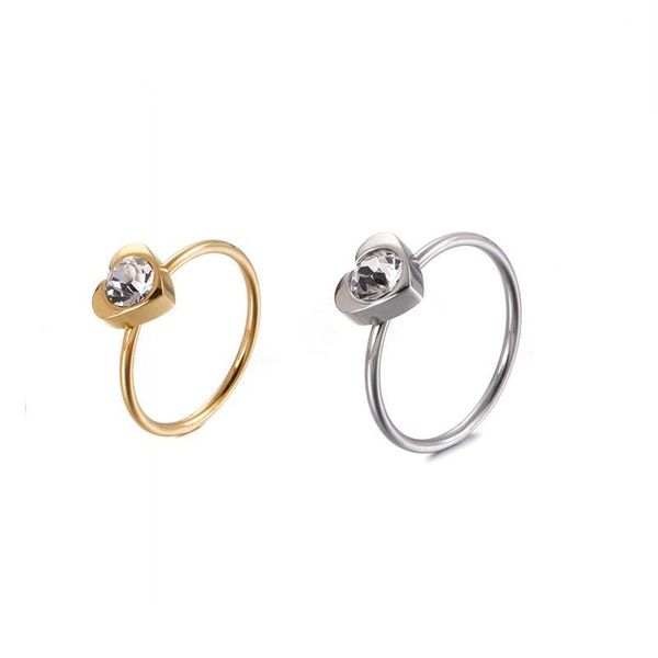 

wedding rings cubic zircon heart for women size 6-9 stainless steel gold /silver romantic engagement anillos jewellery, Slivery;golden