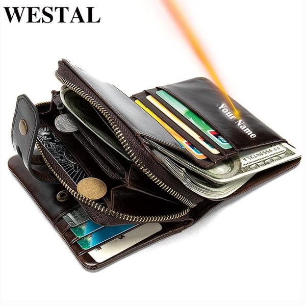 

wallets westal men's wallet genuine leather purse for men name engraving holdercoin clutch bag couple design 856, Red;black
