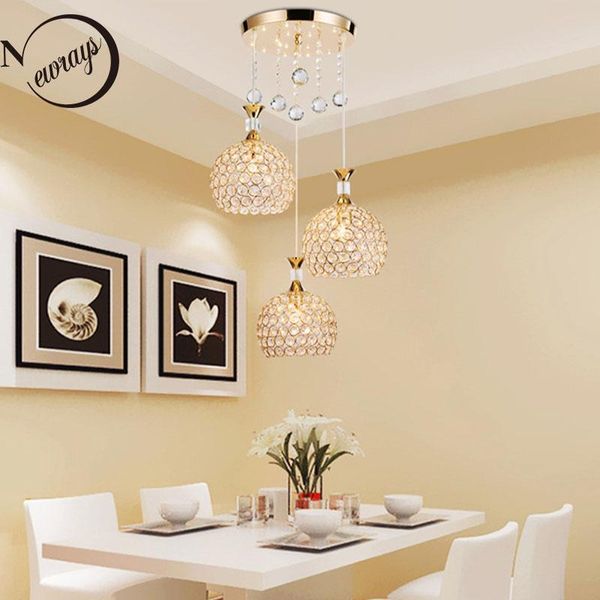 

modern simplicity style crystal pendant lamp 220v e27 led indoor decorations restaurant lights for 3 heads hanging light lamps