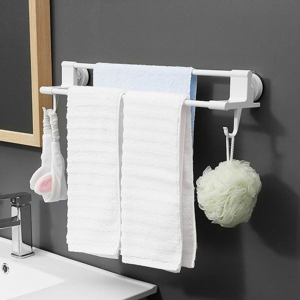

towel racks bathroom no trace holder rack shelves shower accessories sets double layer without drilling wall mounted kitchen