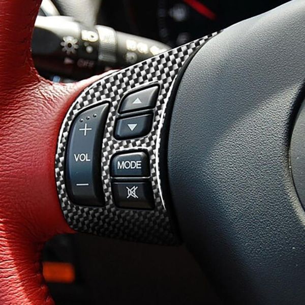 

pcs cover trim 2pcs steering wheel button black carbon fiber waterproof covers