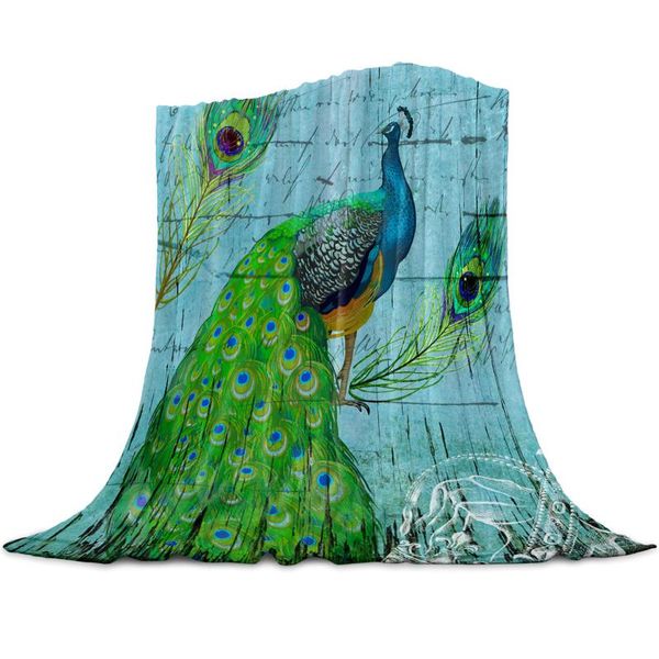 

blankets peacock wood grain feather retro soft warm coral fleece blanket winter sheet bedspread sofa throw light thin flannel