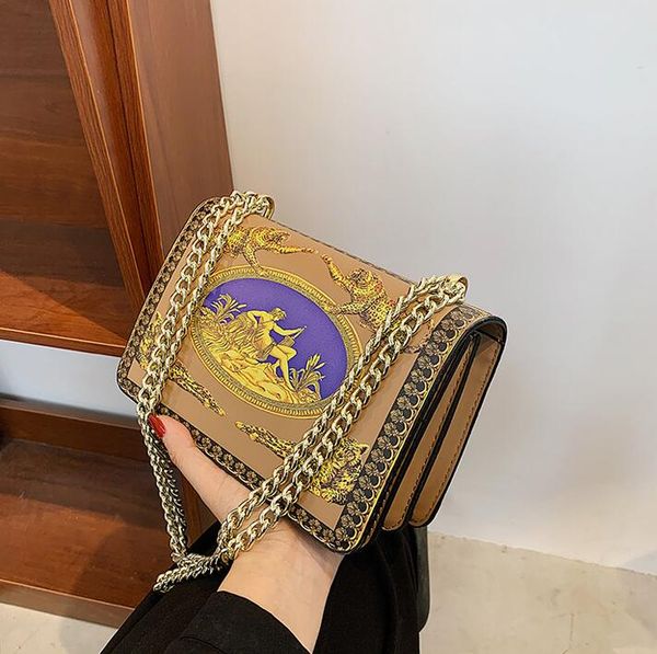 

women shoulder bags sweet and lovely colorss printed backpack personality graffiti painted handbag street trend color matching leather messe