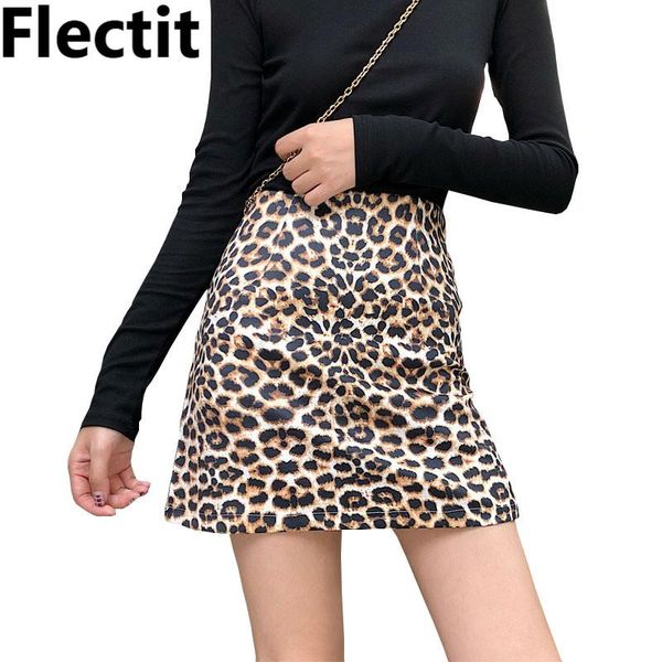 

skirts flectit autumn winter animal print leopard mini skirt a line high waist polished women weekend club outfits, Black