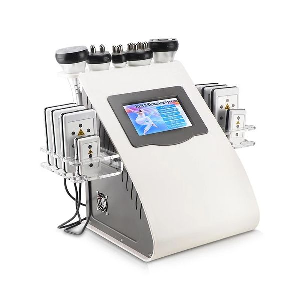 

6 in 1 40k ultrasonic cavitation slimming liposuction 8 pads lipolaser vacuum pressotherapy rf skin care cellulite s shape body sculpting ma