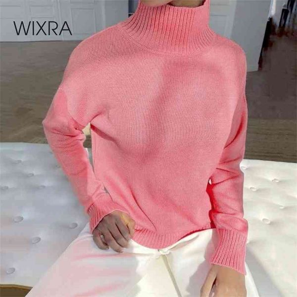 

wixra basic turtleneck sweaters women pullover jumper korean chic fashion autumn winter ladies solid knitwear 210918, White;black
