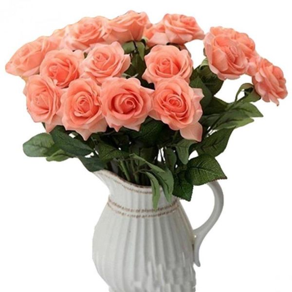 

pcs artificial latex rose flowers wedding party office table bouquet home decor decorative & wreaths
