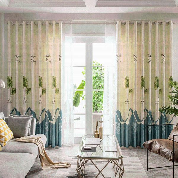 

curtain & drapes 2021 rural style leaf printing exquisite semi-shading all- for living room bedroom