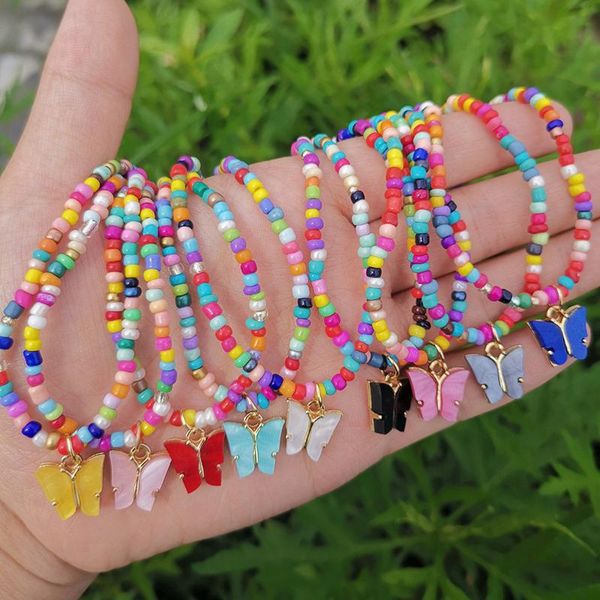 

pendant necklaces glass beaded necklace multicolor butterfly animal for women girls gift jewelry accessories, Silver