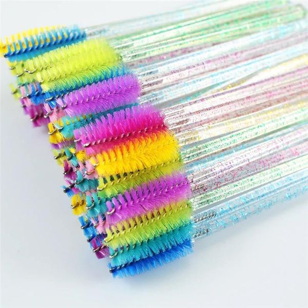 

good quality disposable 50 pcs/pack crystal eyelash makeup brush diamond handle mascara wands extension tool brushes1