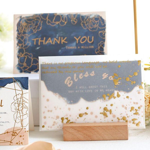 

gift wrap minkys pretty 4pcs/lot gilding sulfuric acid paper thank you wish envelope greeting card set festival stationery