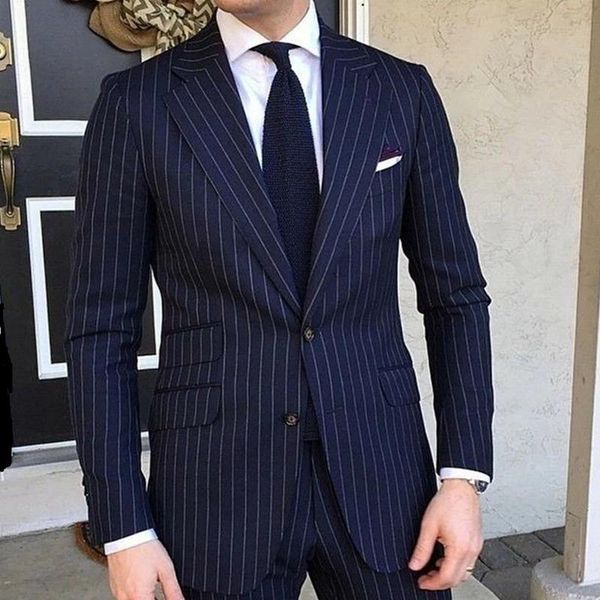 

men's suits & blazers 2021 pinstripe slim fit men for wedding tuxedo notched lapel 2 piece grey striped business groom male fashion lei, White;black