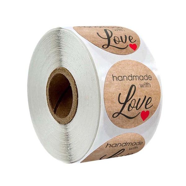 

gift wrap 32cd 500pcs/roll kraft handmade with love heart stickers seal labels scrapbooking decoration