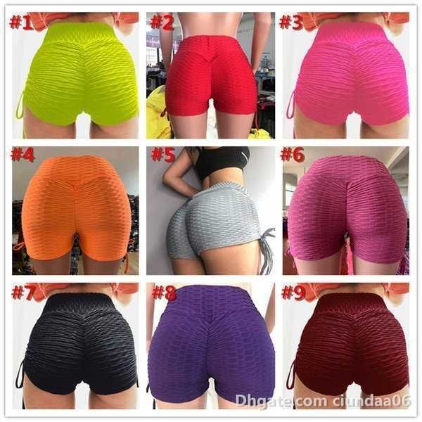 2022 mulheres leggings jacquard bolha yoga calças curtas sexy bandagem apertada e quadril lifting esportes shorts senhoras moda calças