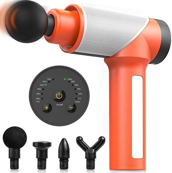 

massage gun muscle 6 speeds percussive heads vibration relief fascia machine