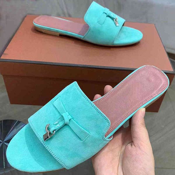 

70% off wholesale flip-flops summer runway flat open toe slippers women kid suede metal lock button tassel sandals comfort outdoor leisure s, Black