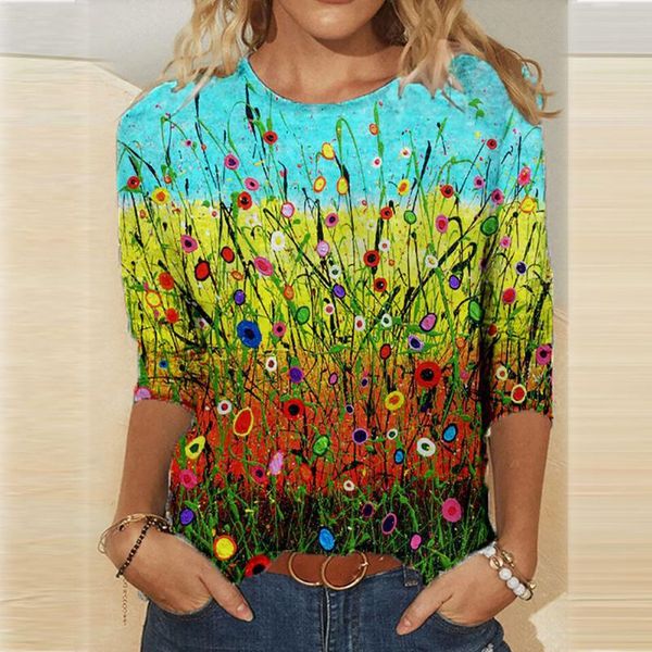 

women's blouses & shirts graphic t-shirt fashion spring printed mid-length sleeves round neck casual tee harajuku tshirt women clothin, White