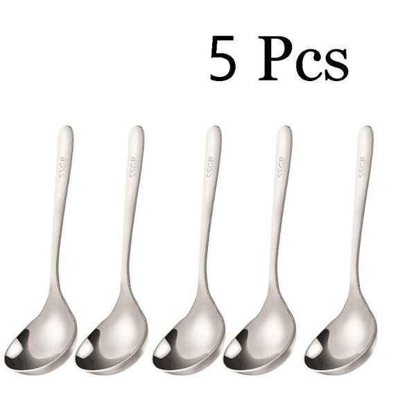

spoons 5pcs drink spoon steel ramen 304 stainless creative long handle large soup