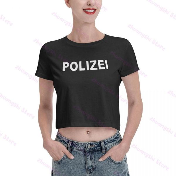 

women's t-shirt fashion polizei security sicherheit gsg 9 fun midriff t-shirts, White