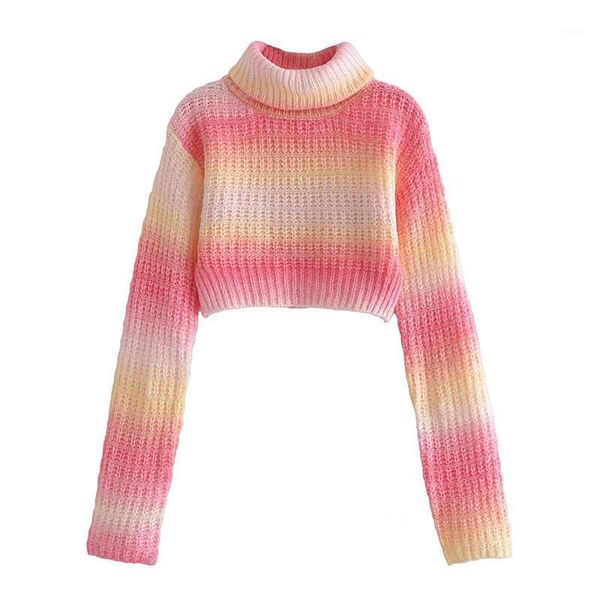 

women's sweaters 2021 autumn fashion tie-dye turtleneck long-sleeve pullovers knit crop sweater for women, White;black