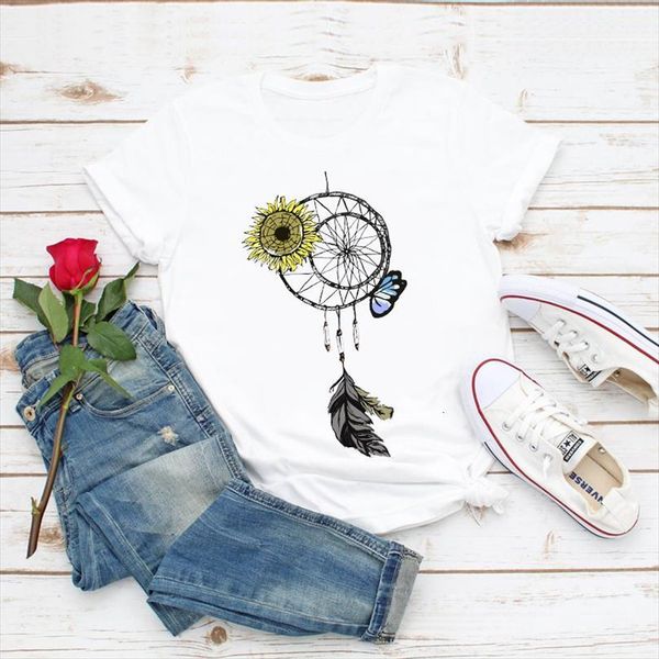 

men print clothes flower t shirts dream mens web feather cute lady summer graphic shirt ladies tee, White;black